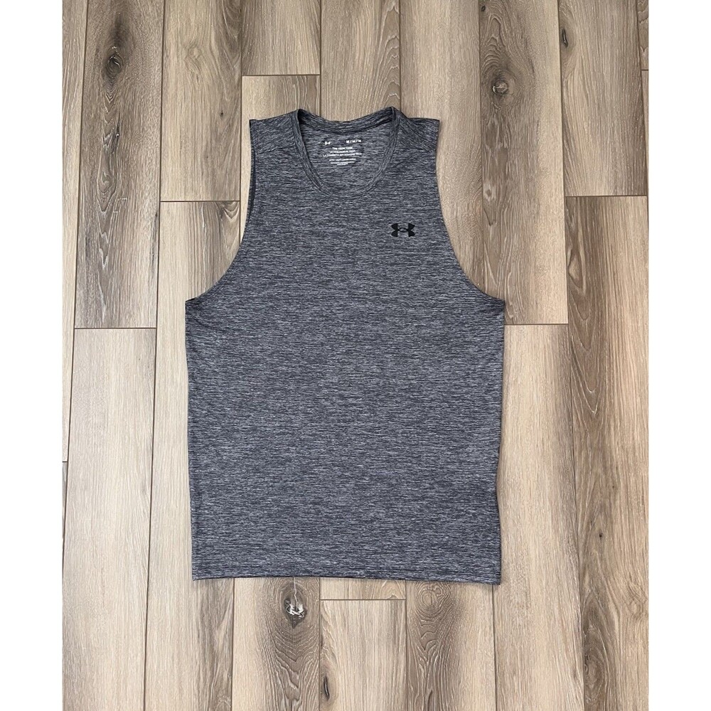 Under Armour Heather Gray Tech Tank Athletic Top Mens Sz Medium Gym Workout